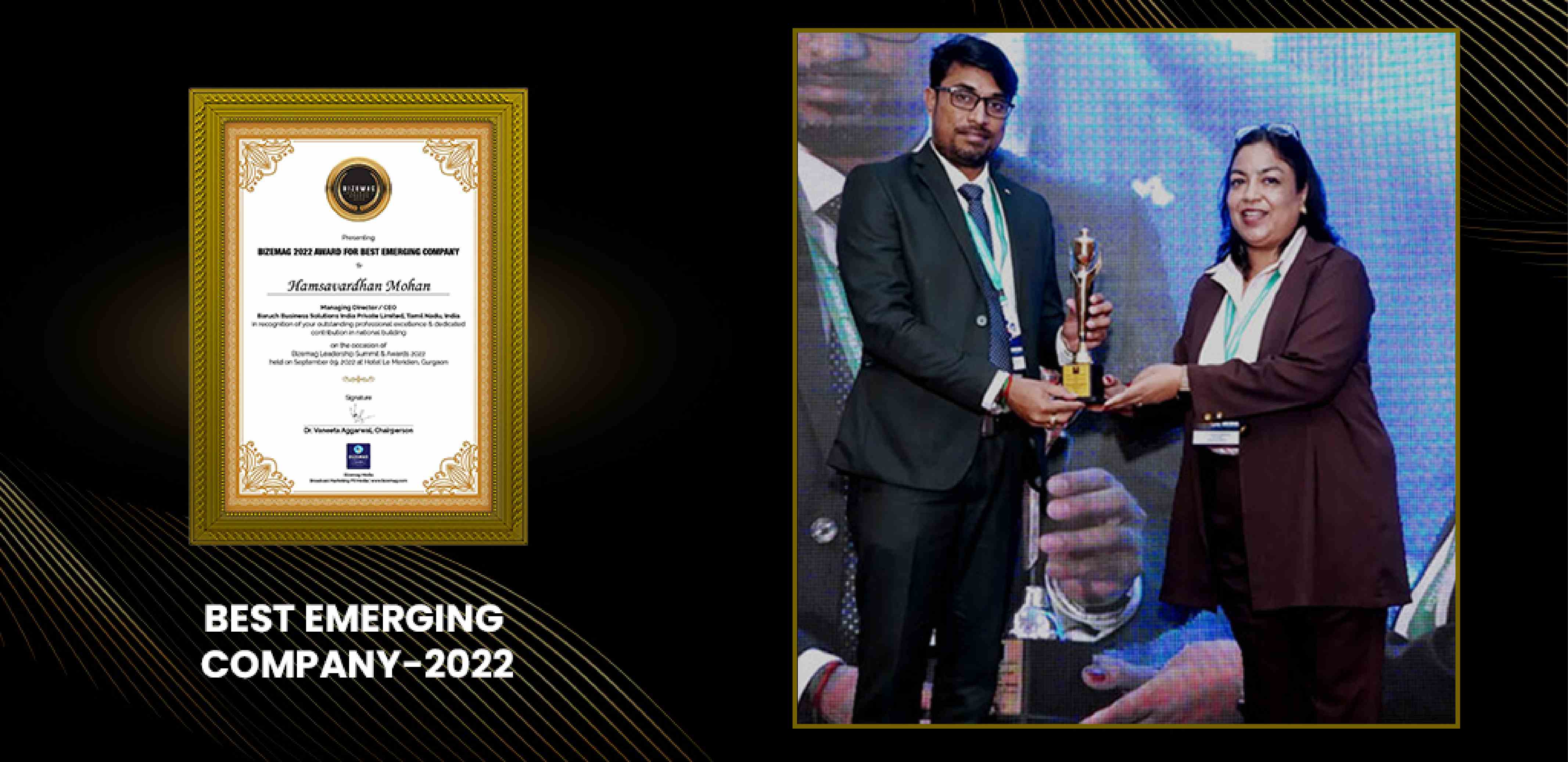 Bizemag has awarded BBS as the “Best Emerging Company-2022”!